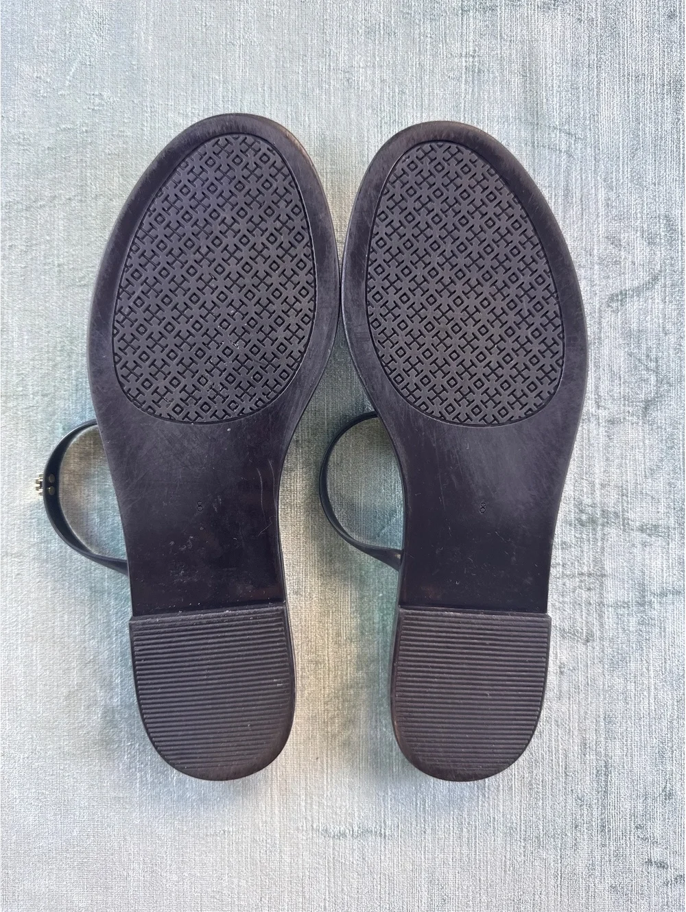 Tory Burch Black Jelly 2-Strap Flat Sandals – Women’s Size 8